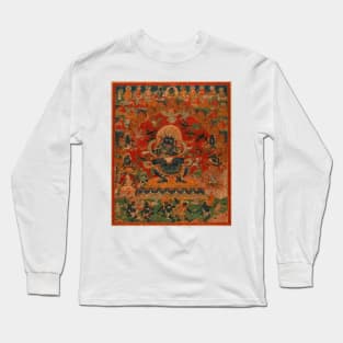 Tibetan Buddhist Mahakala Deity Thangka Reproduction Long Sleeve T-Shirt